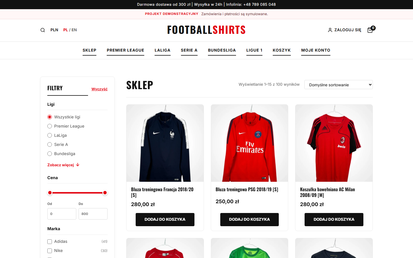 Podgląd realizacji FootballShirts