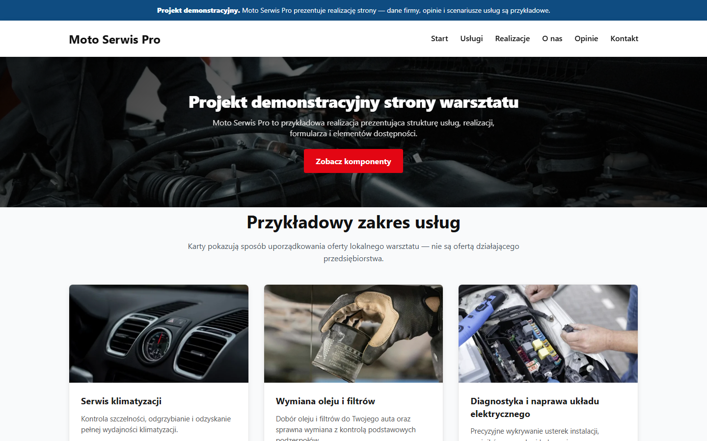 Podgląd realizacji Moto Serwis Pro